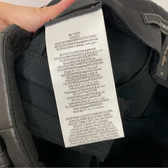 BCBGMaxAzria Faux Leather Belted Straight Leg High Rise Pants size Small - Picture 3 of 10